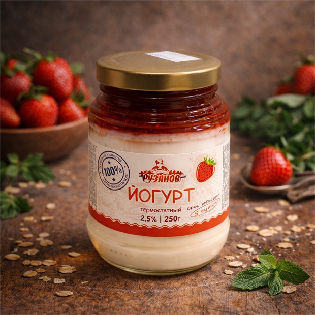 Йогурт термостатный с клубникой 2,5% 1743