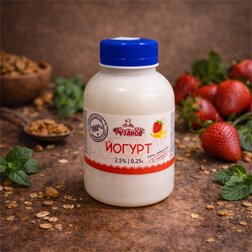 Фермерский Йогурт питьевой с клубникой и бананом 2,5%, 250мл 1738